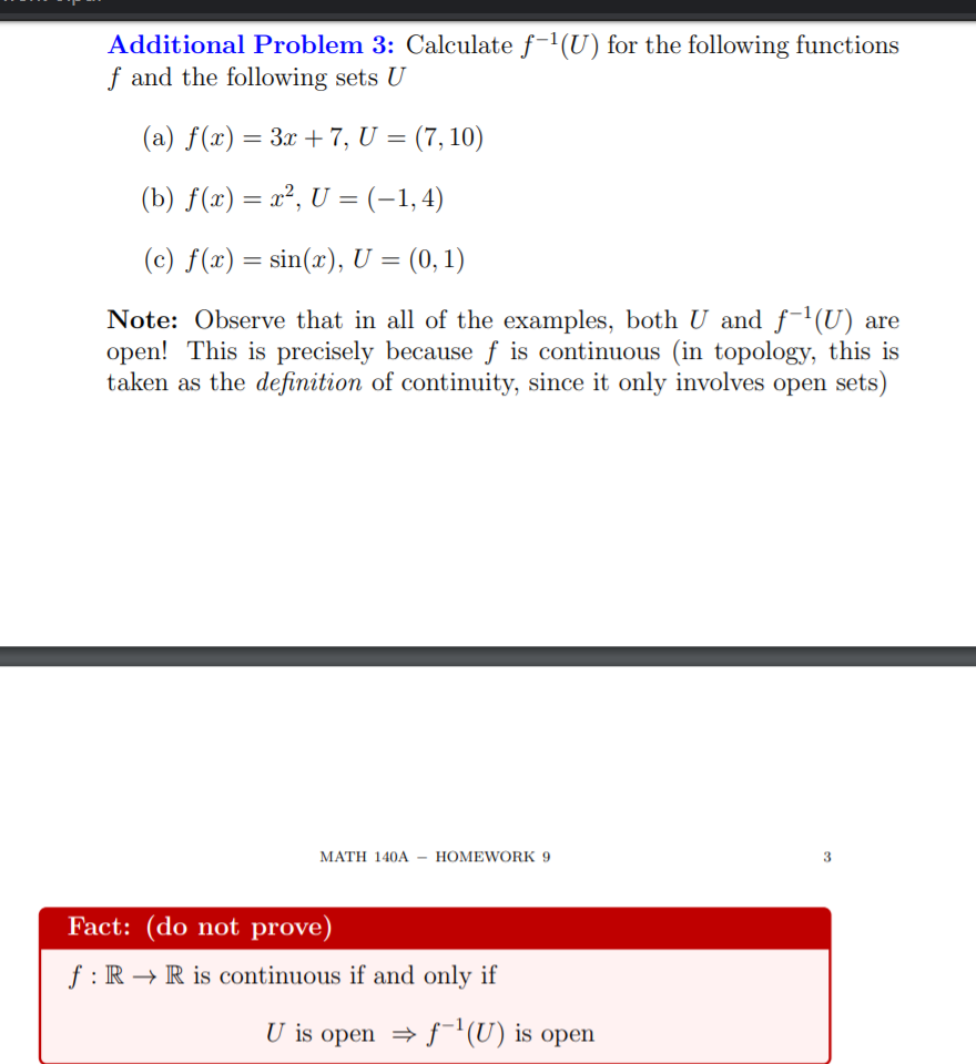 Solved Additional Problem 3 Calculate F 1 U For The Fol Chegg Com