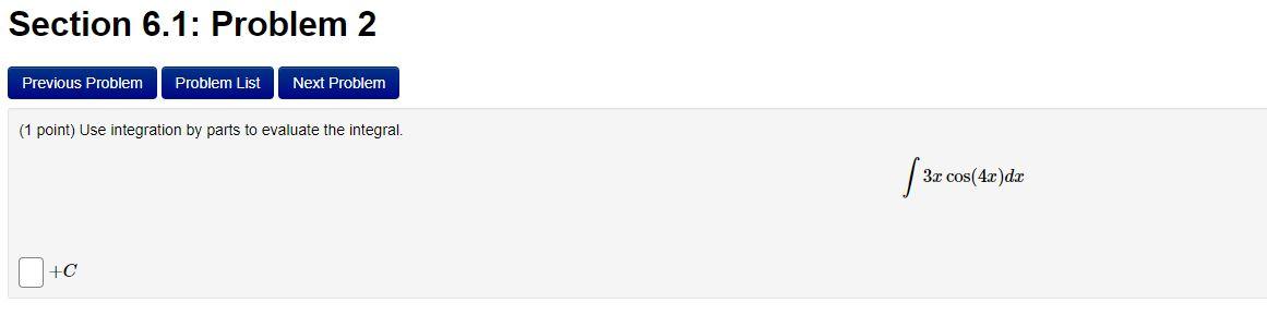 Solved Section 6.1: Problem 2 Previous Problem Problem List | Chegg.com