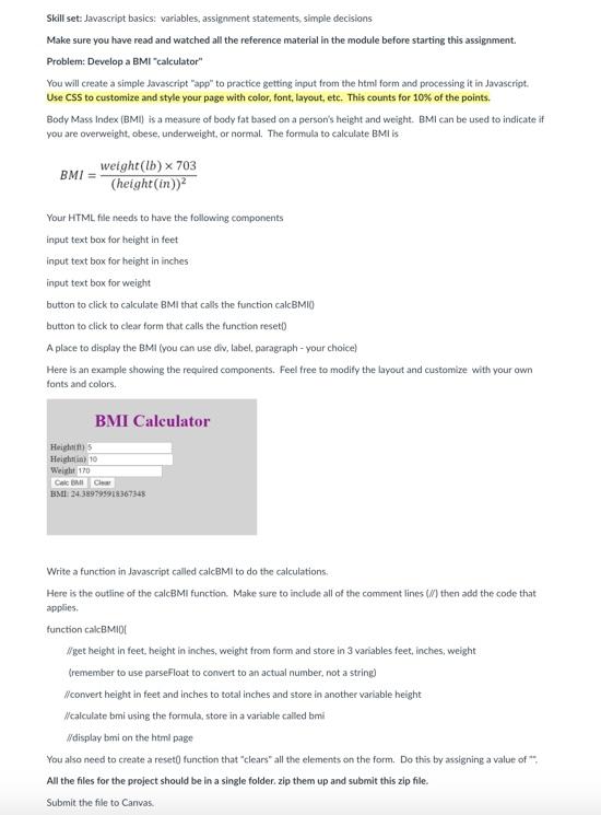 Solved Skill set: Javascript basics: variables, assignment | Chegg.com