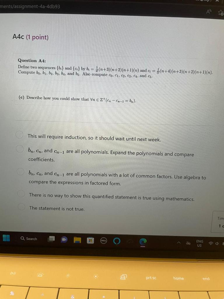 Solved Question A4: Define two sequences {bi} and {ci} by | Chegg.com