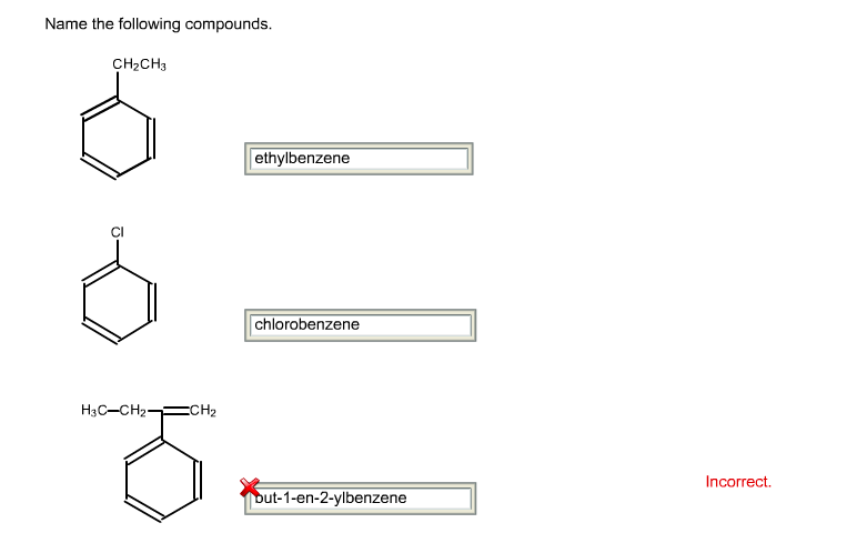 Solved Name The Following Compounds Ch2ch3 Ethylbenzene Ci 6018