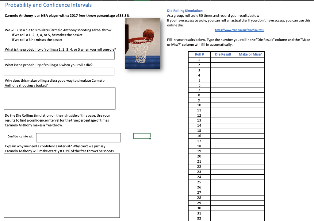 Solved Probability and Confidence intervals Carmelo Anthony