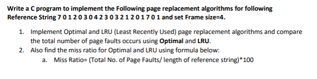 Solved Write a C program to implement the Following page | Chegg.com