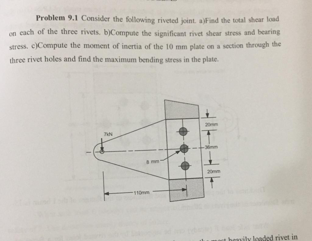 Solved Problem 9,1 Consider the following riveted joint.