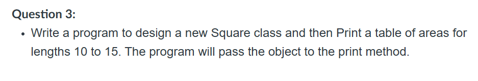 Solved Question 3: - Write a program to design a new Square | Chegg.com