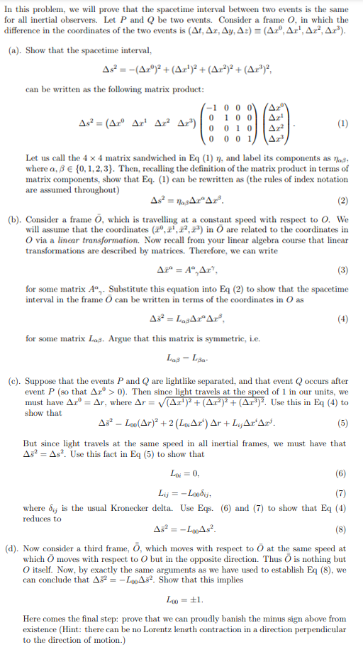 In this problem, we will prove that the spacetime | Chegg.com