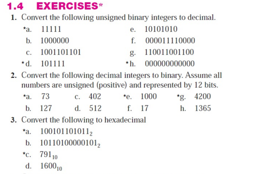 Solved *a. e. C. 1.4 EXERCISES* 1. Convert the following | Chegg.com