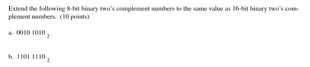 8 bit two's complement binary