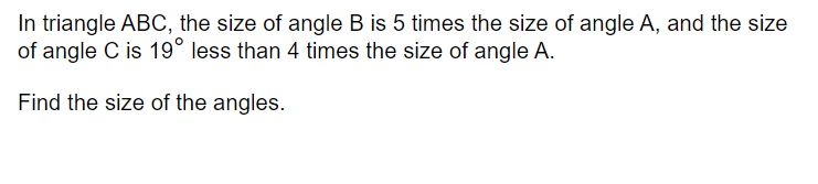 Solved In triangle ABC, the size of angle B ﻿is 5 ﻿times the | Chegg.com