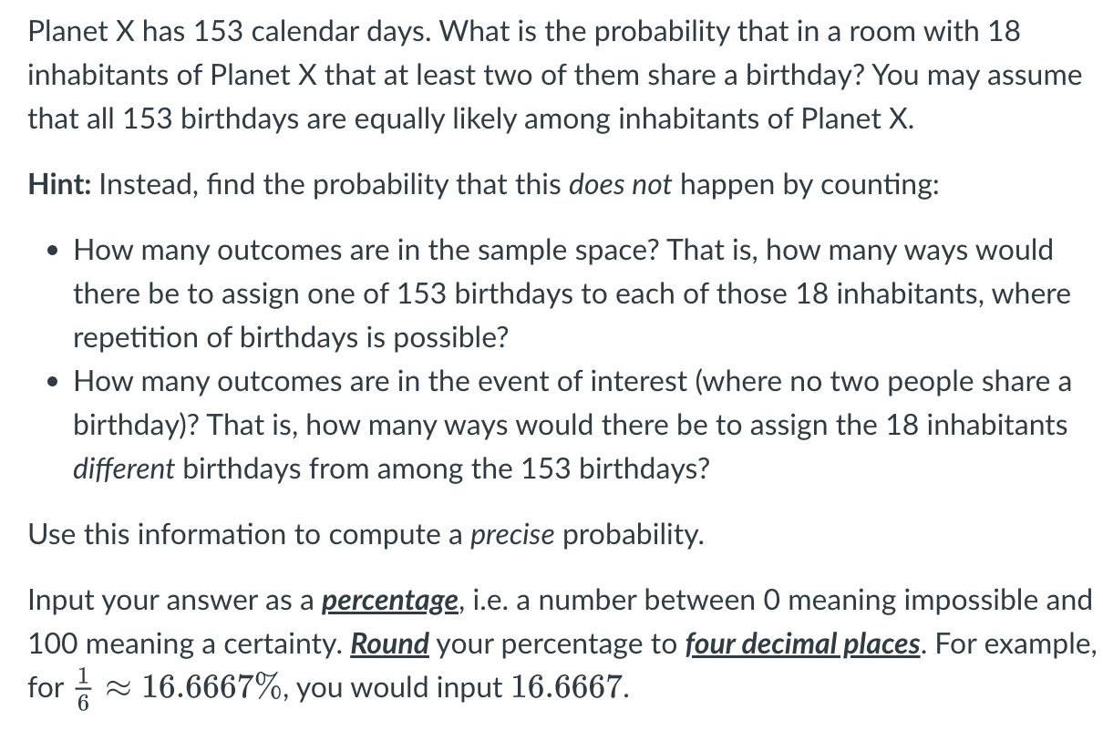 Solved Planet X has 153 calendar days. What is the | Chegg.com