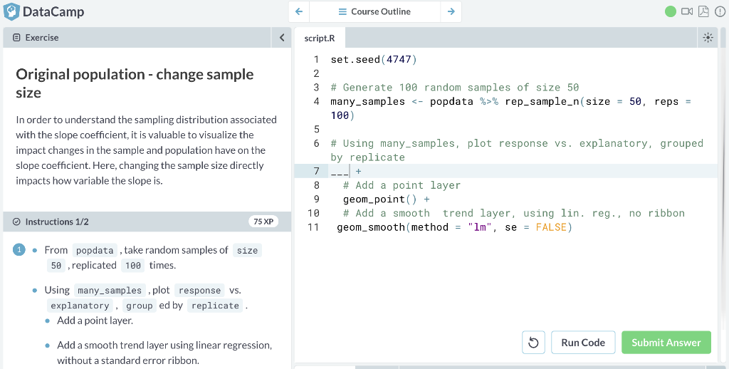 Datacamp Course Outline Exercise Script R 1 Chegg Com