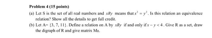 Solved Problem 4 (15 points) (a) Let s is the set of all | Chegg.com