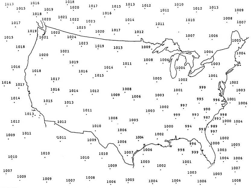 Solved 1. Perform an isobar analysis on the weather map by | Chegg.com