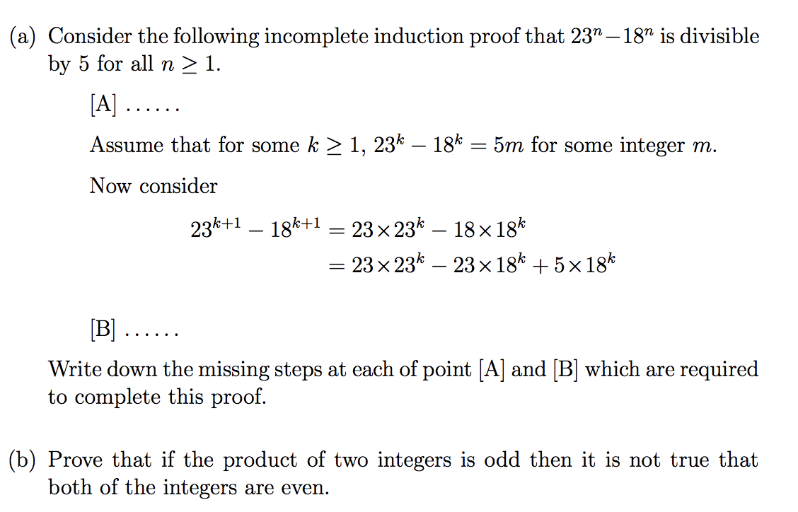 Solved (a) Consider the following incomplete induction proof | Chegg.com