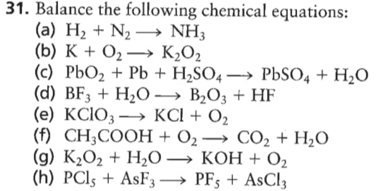 Solved Balance The Following Equations