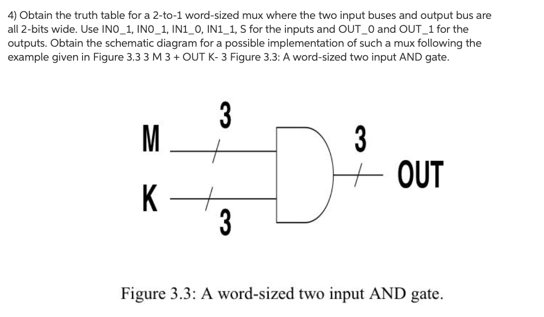 Solved 4) Obtain the truth table for a 2-to-1 word-sized mux | Chegg.com