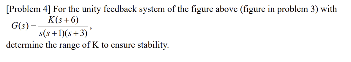 Solved [Problem 4] For the unity feedback system of the | Chegg.com