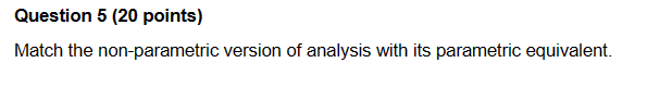Solved Question 5 (20 points) Match the non-parametric | Chegg.com