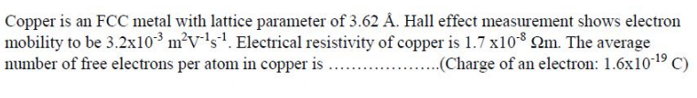 Solved Copper Is An FCC Metal With Lattice Parameter Of 3.62 | Chegg.com