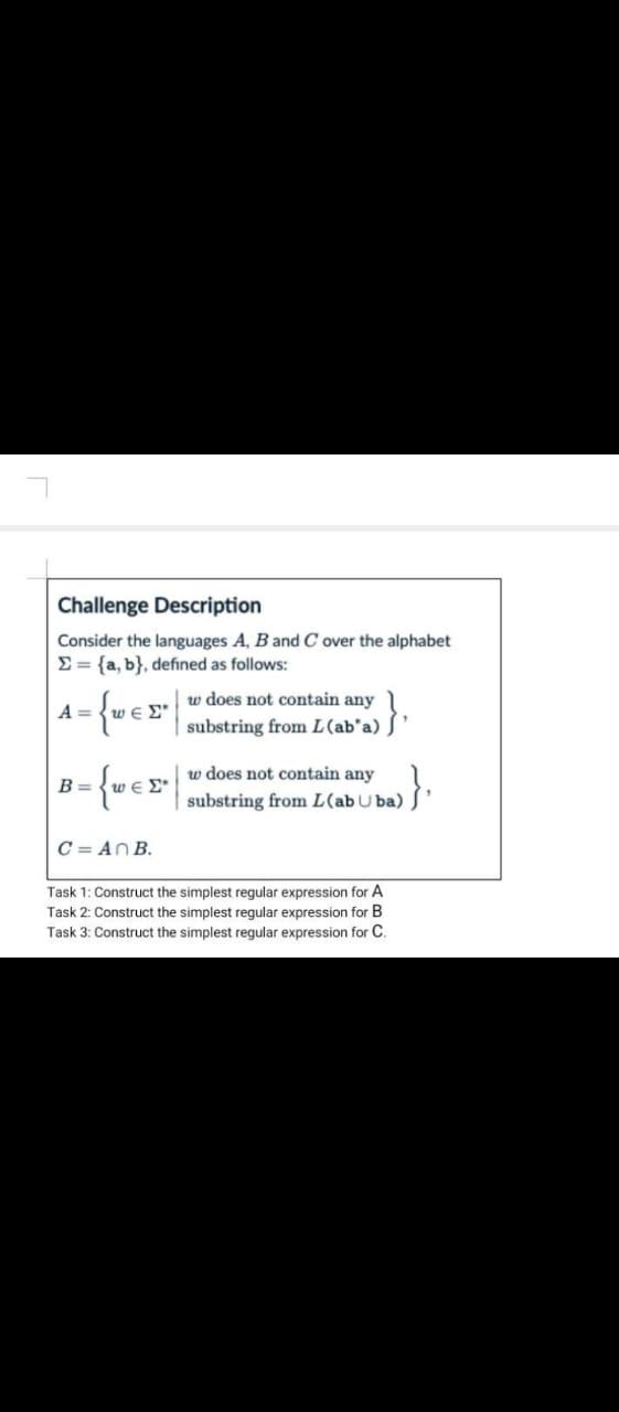 Solved Challenge Description Consider The Languages A, B And | Chegg.com