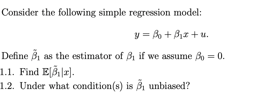 Solved Consider The Following Simple Regression Model: | Chegg.com