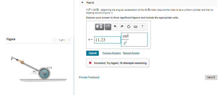 Solved Part A If P=29 lb, determine the angular acceleration | Chegg.com