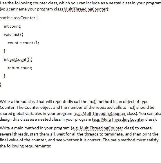 Solved Use the following counter class, which you can | Chegg.com