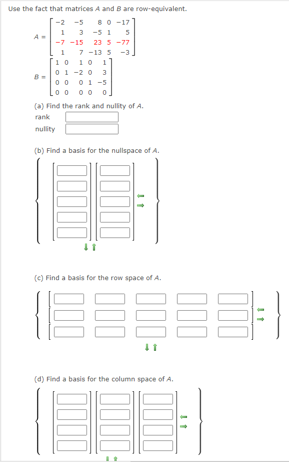 Solved Use The Fact That Matrices A And B Are | Chegg.com