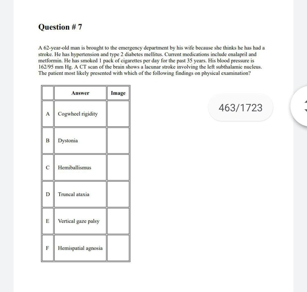 Solved Question #7 A 62-year-old man is brought to the | Chegg.com