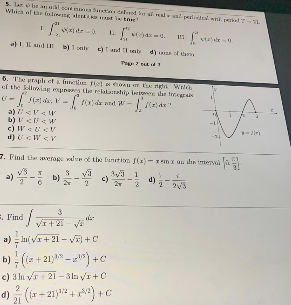 Solved 5 Let Y Be An Odd Continuous Function Defined For Chegg Com