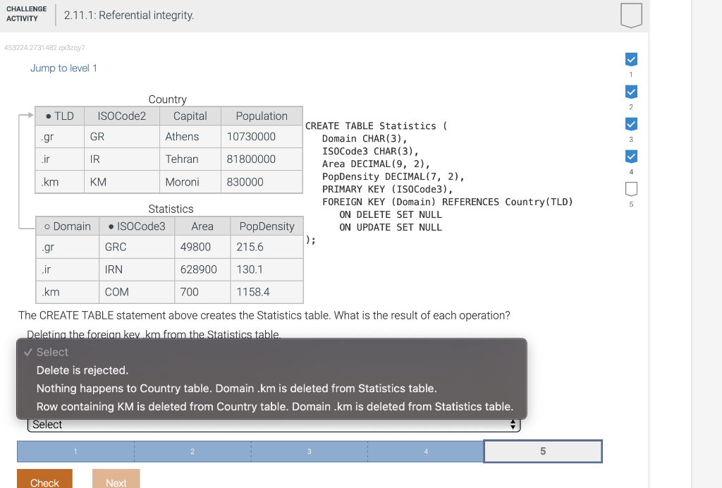 Solved Jump to level 1 The CREATE TABLE statement above | Chegg.com