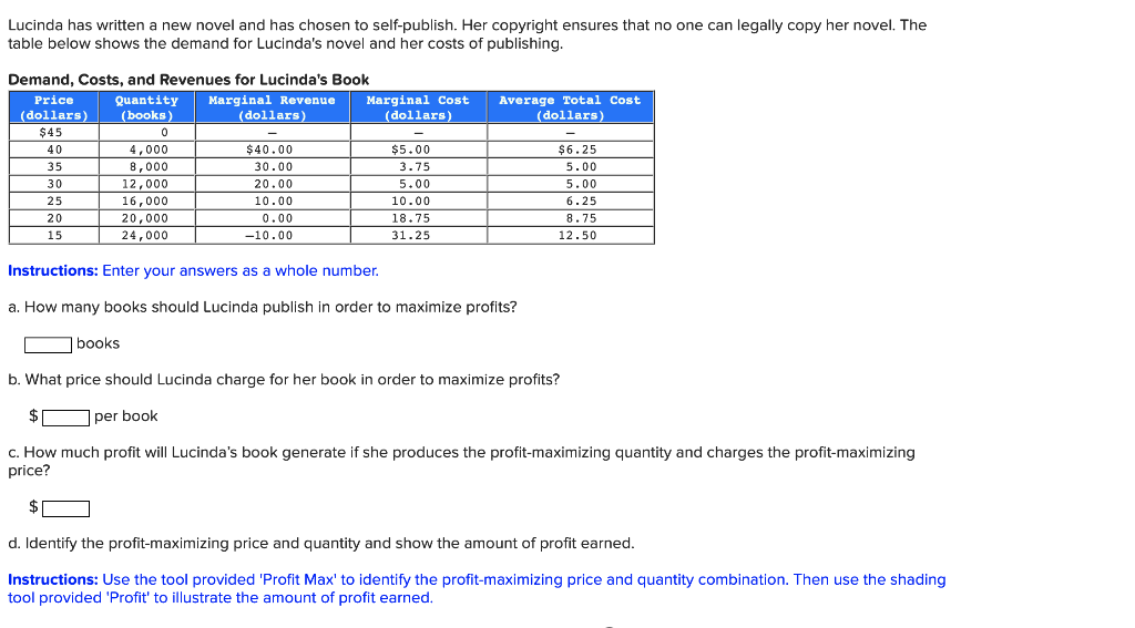 Solved Lucinda has written a new novel and has chosen to