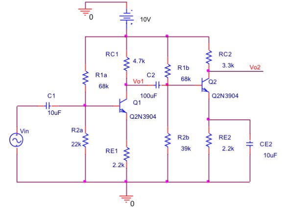 Solved Assume B-100, VBEONV, ) 0.2 [V 1. Perform DC Analysis | Chegg.com