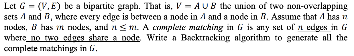 Solved Let G=(V,E) Be A Bipartite Graph. That Is, V=A∪B The | Chegg.com ...