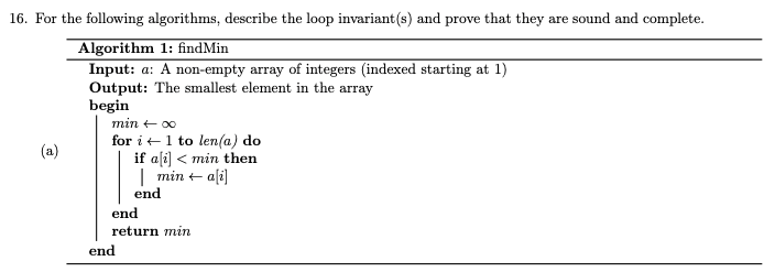 Solved For the following algorithms, describe the loop | Chegg.com