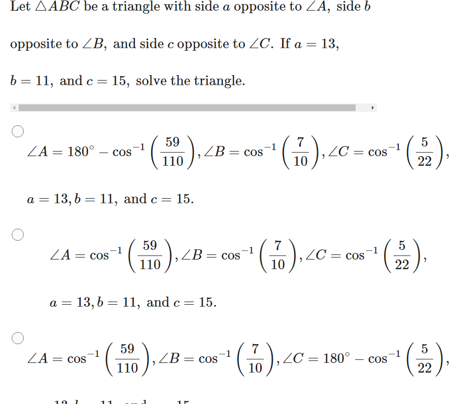 Solved Let ABC be a triangle with side a opposite to ∠A, | Chegg.com