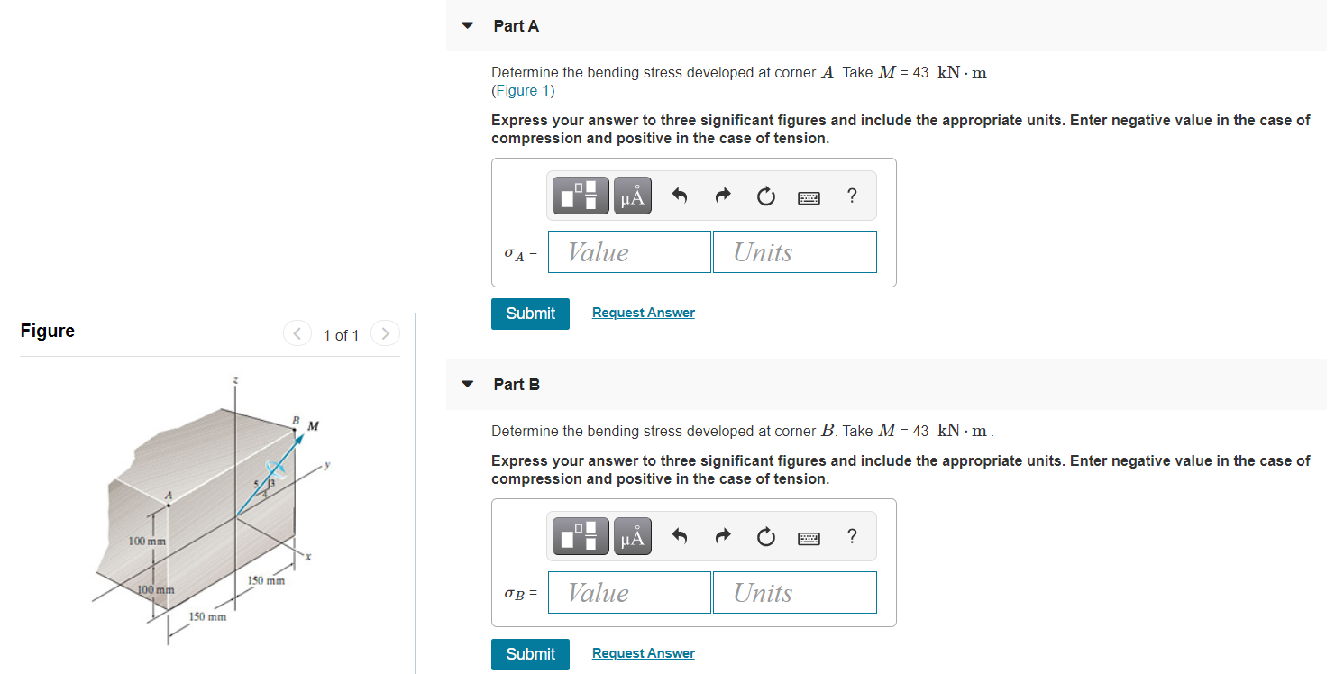 Solved Part A Determine the bending stress developed at | Chegg.com