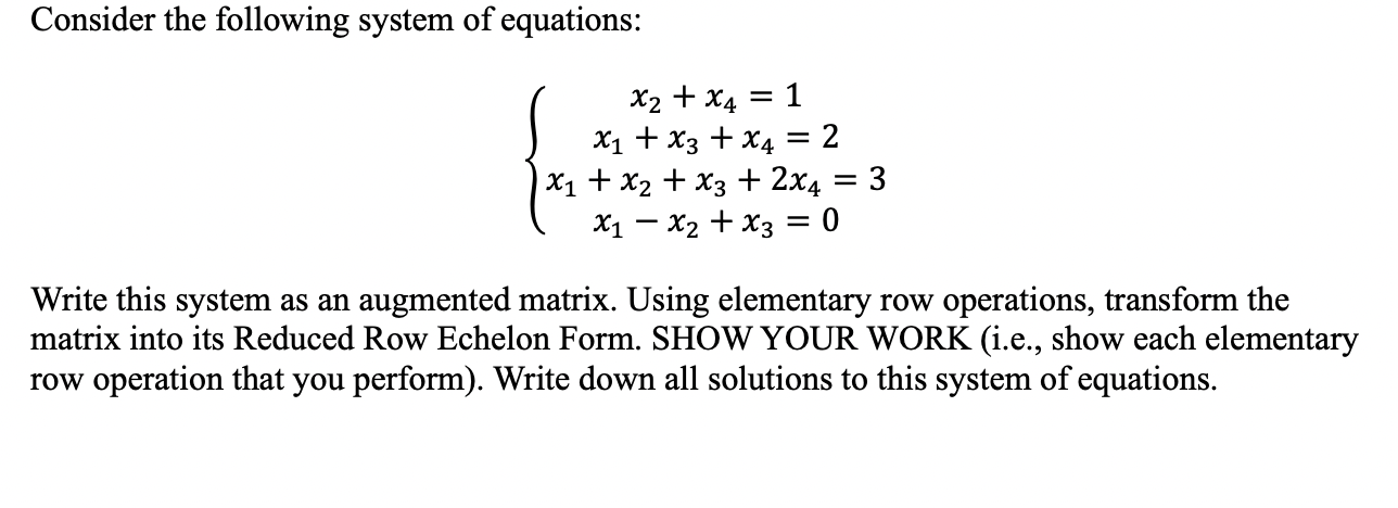 Solved Consider the following system of equations Chegg