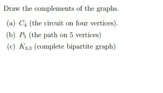 Solved Draw The Complements Of The Graphs. (a) C4 (the | Chegg.com