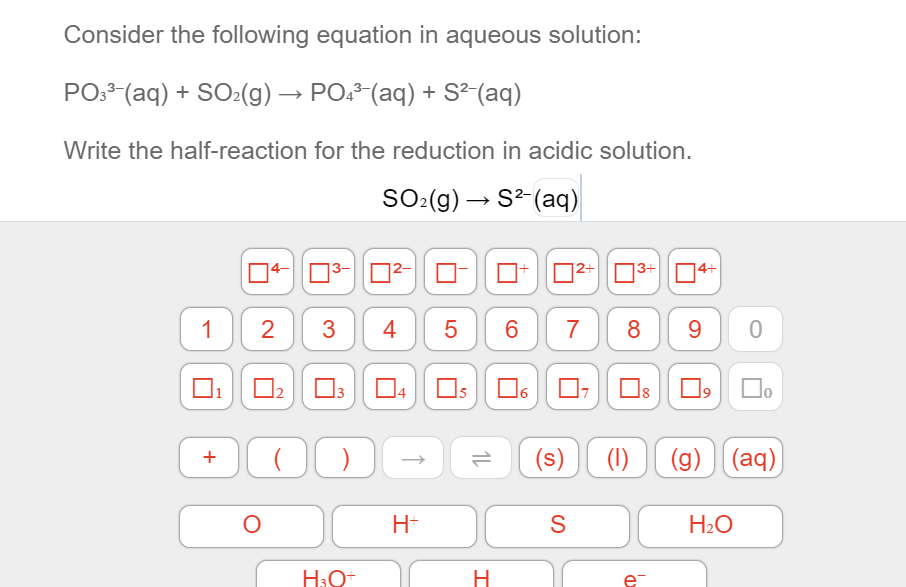 Solved Consider The Following Equation In Aqueous Solution