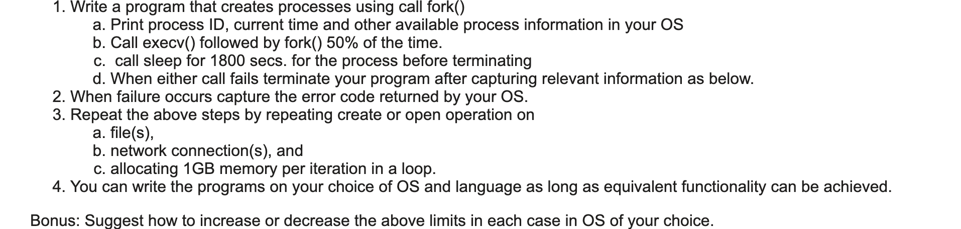 Solved 1. Write a program that creates processes using call | Chegg.com