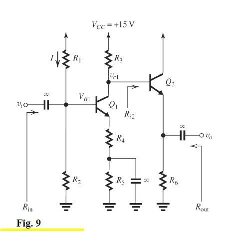 Solved The transistors in the amplifier shown in Fig. 9 | Chegg.com