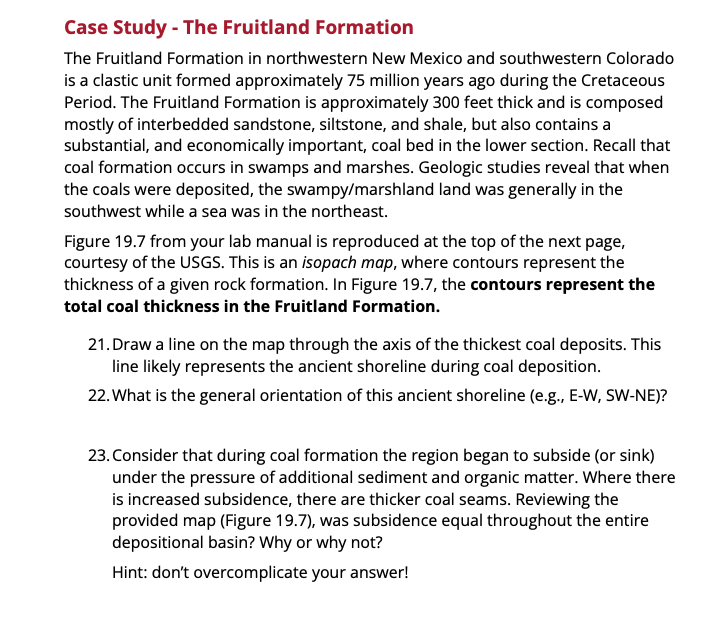 Solved Case Study The Fruitland Formation The Fruitland
