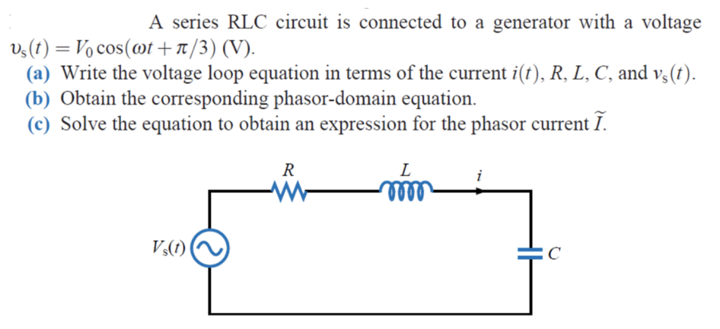 Solved A Series Rlc Circuit Is Connected To A Generator W Chegg Com