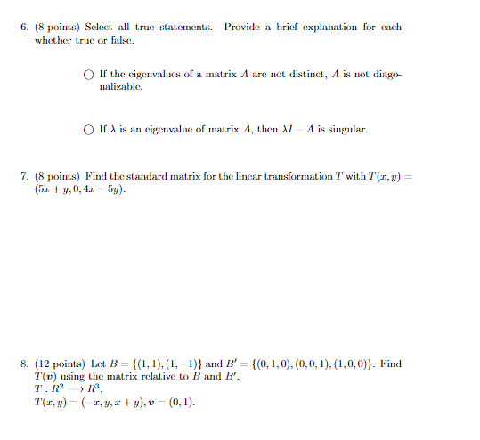 Solved 6. (8 points) Select all true statements. Provide a | Chegg.com