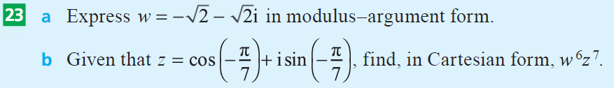Solved a Express w=−2−2i in modulus-argument form. b Given | Chegg.com