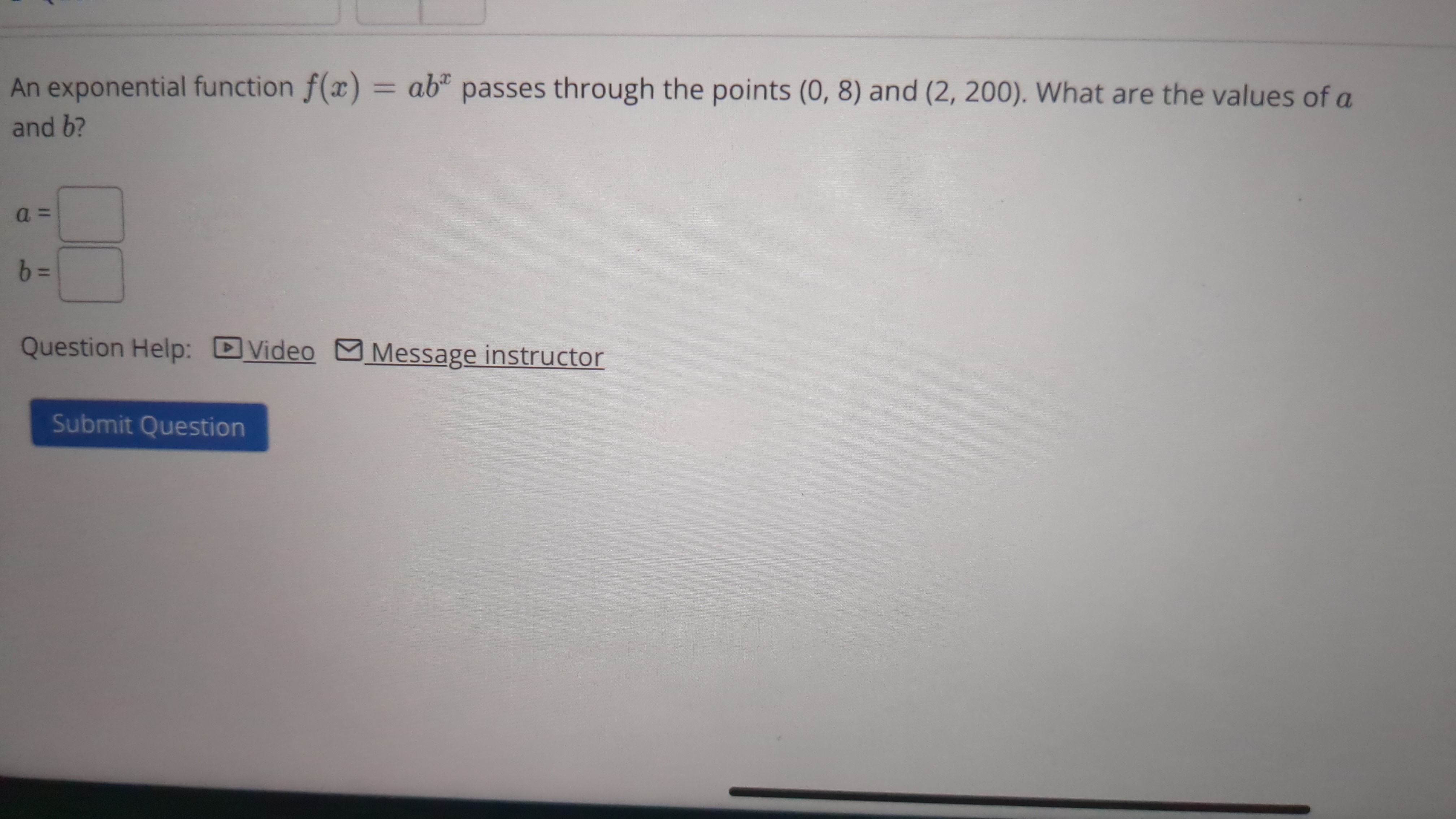 Solved An exponential function f(x)=abx passes through the | Chegg.com