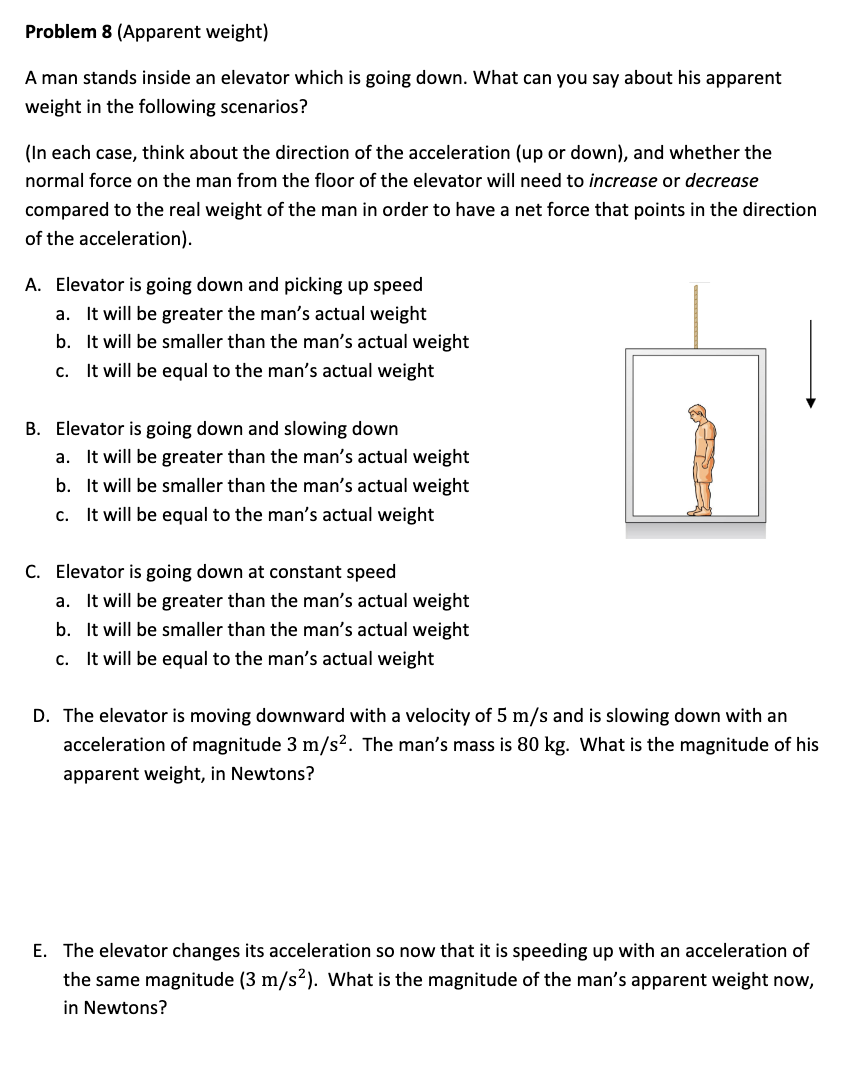 Solved Problem 8 (Apparent Weight) A Man Stands Inside An | Chegg.com