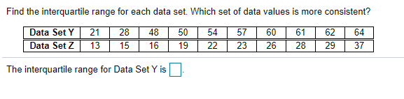 Solved Find the interquartile range for each data set. Which | Chegg.com