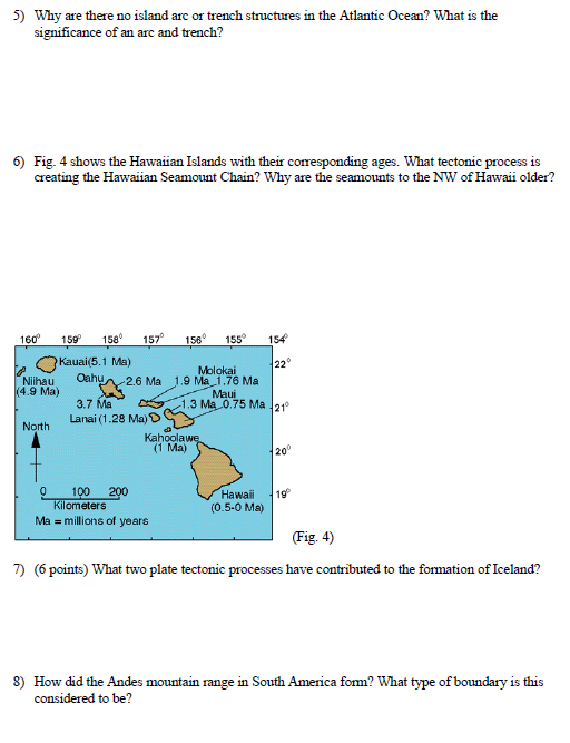 Solved 5) Why are there no island arc or trench structures | Chegg.com